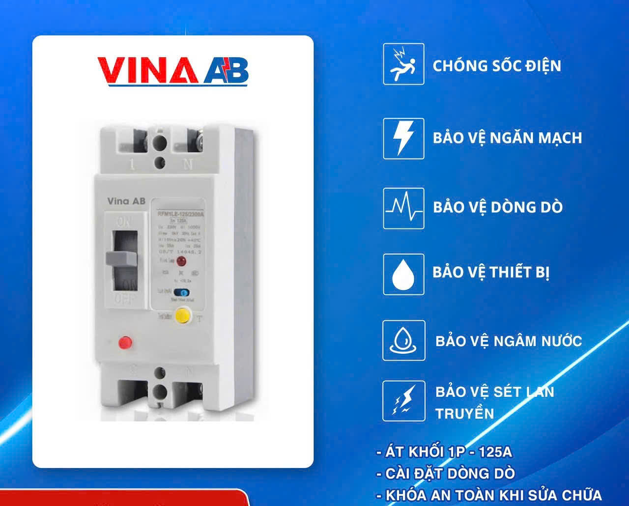 Át chống sốc điện cách ly điện 1 pha Vina AB
